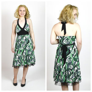 Speechless Floral Emerald Halter Tulle Dress L